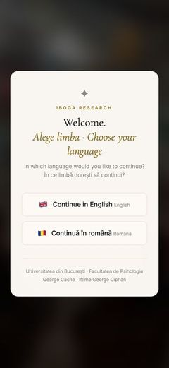 Iboga Research — cum arată pe telefon