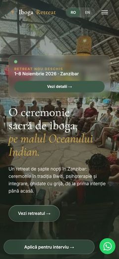 Iboga Retreat Zanzibar — cum arată pe telefon