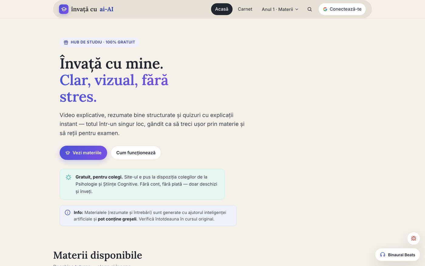 învață cu ai-AI — cum arată pe desktop