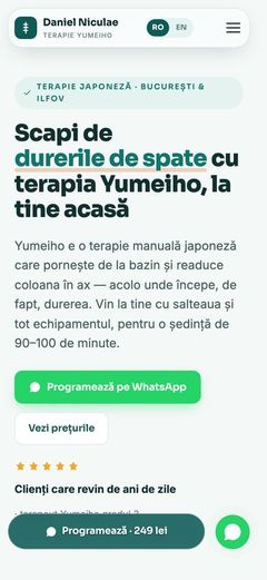 Yumeiho acasă — cum arată pe telefon